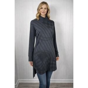 Go Couture Charcoal Gray High Low Long Sleeve Turtleneck Dress or Tunic. Size M